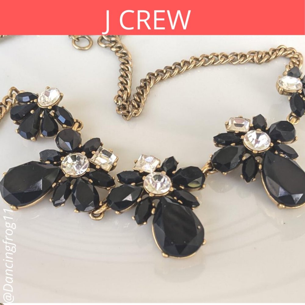 J Crew Crystal and Dark Blue Necklace